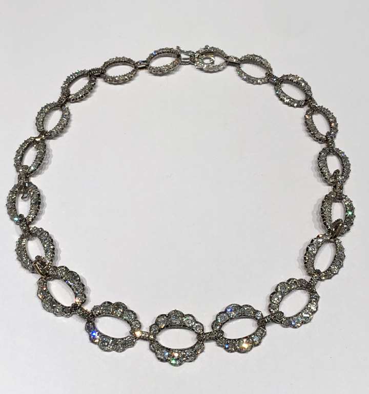 Antique diamond necklace of 19 graduating oval openwork links